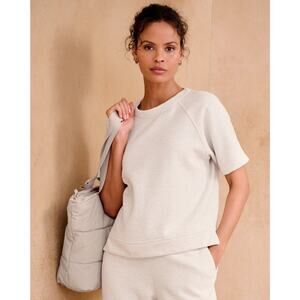 Garnet Hill Passport French Terry Tee Vanilla Heather Size Medium